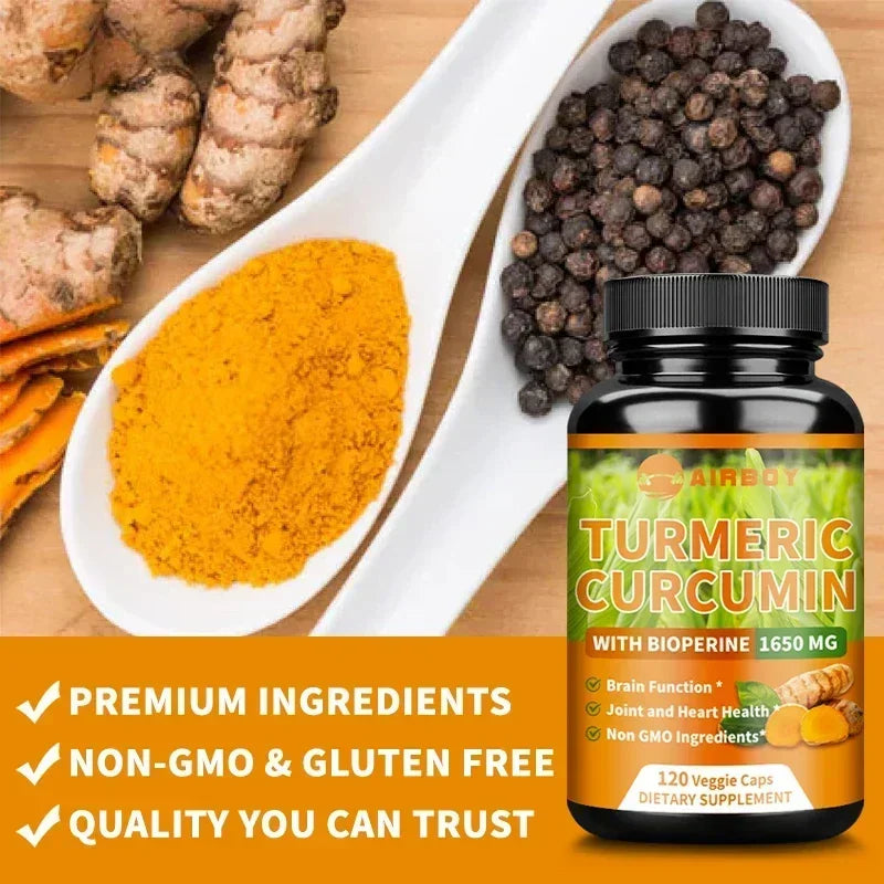 High Quality Turmeric Curcumin Capsules - with 95% Curcuminoids - Joint, Brain Cognitive & Digestive Health, Antioxidant