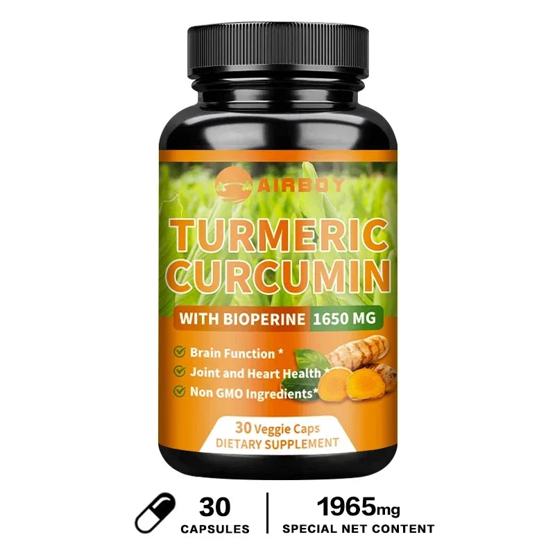 High Quality Turmeric Curcumin Capsules - with 95% Curcuminoids - Joint, Brain Cognitive & Digestive Health, Antioxidant
